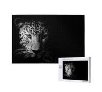 leopardo bianco e nero,Puzzle in legno da 1000 pezzi per famiglie, puzzle per adulti e adolescenti