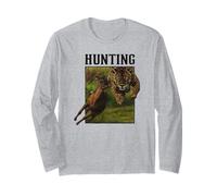 Leopardo Caccia Scena in Jungle Art, Love Cats Maglia a Manica