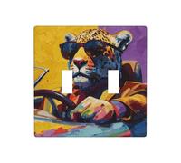 Leopardo che indossa occhiali da sole alla guida a doppia banda, copertura per luce da parete, interruttore decorativo, dimensioni standard - 11,4 x 11,4 cm