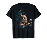 Leopardo che tiene il cellulare Piante Animal Face Art Leopard Maglietta