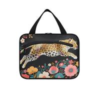Leopardo colorato e fiori Art Deco Hanging Borse da viaggio per articoli da toeletta con gancio, borsa cosmetica espandibile di design per gli elementi essenziali da viaggio Viaggio Bolsa de