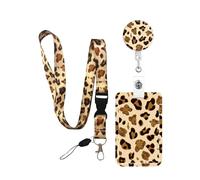 Leopardo con porta carte d'identità, con cordino rimovibile per badge da ufficio