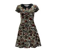 Leopardo Cuori Labbra Rose Teschio Ragno Tela Colletto Rockabilly Abito Diversi