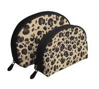 Leopardo dell'acquerello, Borsa per trucco a conchiglia Portamonete da donna Borsa da toilette piccola Borsa per cosmetici 2 pezzi