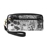 Leopardo delle nevi, Borsa per il trucco Borsa per cosmetici Borsa da viaggio portatile da toilette Astuccio in pelle per donne e ragazze