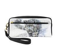 Leopardo delle nevi, Borsa per il trucco Borsa per cosmetici Borsa da viaggio portatile da toilette Astuccio in pelle per donne e ragazze