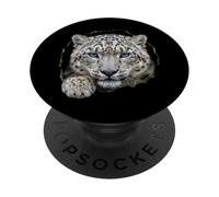 Leopardo delle nevi che rompe attraverso il foro strappato grafica gatto selvatico PopSockets PopGrip Adesivo