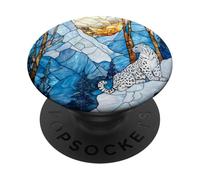 Leopardo delle nevi Paesaggio invernale macchiato alla moda PopSockets PopGrip Adesivo
