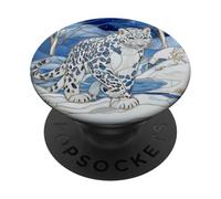Leopardo delle nevi Paesaggio invernale macchiato alla moda PopSockets PopGrip Adesivo