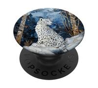 Leopardo delle nevi Paesaggio invernale macchiato alla moda PopSockets PopGrip Adesivo