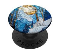 Leopardo delle nevi Paesaggio invernale macchiato alla moda PopSockets PopGrip Adesivo