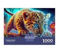 Leopardo di Halloween Puzzle Leopard in Glowing Forest Stream 1000 Pezzi Cartone Riciclato Per Adulti E Ragazzi, Difficile Educativo, Idea Regalo Premium Esclusivo Decorazione 70x50cm/1000pcs