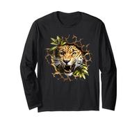 Leopardo feroce Ruggente Che rompe Attraverso Il Muro Maglia a Manica