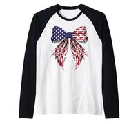 Leopardo Geco Lucertola 4 luglio USA Bandiera Americana Patriottica Maglia con Maniche Raglan