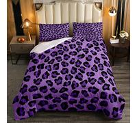 Leopardo Giù Alternativa Piumone Africa Ghepardo Safari Animale Consolatore Set per Bambini Ragazzi Ragazze Uomini Donne Viola Nero Leopardo Trapunto/Trapunta 230x220cm