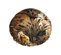 Leopardo in cerca di prede Cuffia da a da donna a doppio strato, riutilizzabile, di grandi dimensioni, adatta a tutte le lunghezze di capelli, adatta per ragazze, spa e uso domestico nei saloni di be