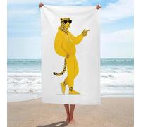 Leopardo Indossa Tuta Giallo Occhiali da Sole Nero Telo da Mare in Microfibra Senza Sabbia Grandi Asciugamani Doccia Multiuso Assorbente per Bagno Piscina 130x8