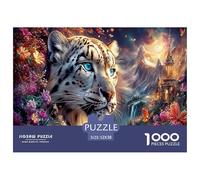 Leopardo Jigsaw Puzzle Impossibili 1000Pcs Castello dei Fiori Decorazione Per La Casa. Rilassamento E Intelligence Per Adulti E Ragazzi Da 14 Anni 52x38cm/1000pcs