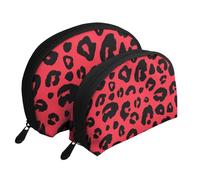 Leopardo Leone Tigre Animale Pri, Borsa per trucco a conchiglia Portamonete da donna Borsa da toilette piccola Borsa per cosmetici 2 pezzi
