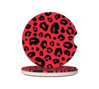 Leopardo Leone Tigre Animale Pri, Sottobicchieri per portabicchieri auto, confezione da 2, sottobicchieri in ceramica assorbente con base antiscivolo in sughero.
