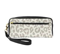 Leopardo modello marrone, Borsa per il trucco Borsa per cosmetici Borsa da viaggio portatile da toilette Astuccio in pelle per donne e ragazze