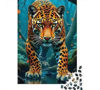 Leopardo nella Giungla Puzzle 1000 Pezzi per Adulti Carta Puzzle per Famiglia Scena Foresta Relax Regalo 70x50cm/1000pcs