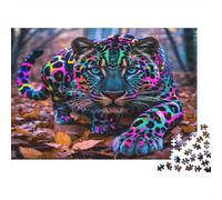 Leopardo Neon Puzzle 1000 Pezzi Carta riciclata per adulti Puzzle per adulti Gioco difficile e stimolante Ottima idea regalo per creatività e regali 38x26cm/1000pcs