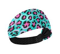 Leopardo Pelliccia Stampa Rosa Turchese Umidità Wicking Donne Fasce per capelli Elastico Fascia per il sudore per Calcio Ciclismo basket Uso quotidiano cintillos de pelo para mujeres