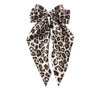 Leopardo per capelli stampati per le donne, grande nastro per capelli leopardo - fascia per stampa leopardata Fashion casual Big Bowknot Clip Barrette - Big Satin Ribbon Central Hair Barrette