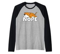 Leopardo Pigro Nope Not Today Gatto Selvatico Pigrizia Maglia con Maniche Raglan