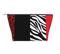 Leopardo Rosso E Animale Zebra, Borsa da toilette Borsa per trucco Borsa per cosmetici Borsa da toilette da viaggio portatile