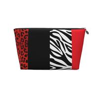 Leopardo Rosso E Animale Zebra, Borsa da toilette Borsa per trucco Borsa per cosmetici Borsa da toilette da viaggio portatile