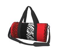 Leopardo Rosso E Animale Zebra, Borsone da viaggio di grande capacità Borsa rotonda Borsa da viaggio sportiva Borsa da viaggio Borsa da fitness