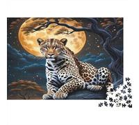 Leopardo sotto la Luna Puzzle 1000 Pezzi Adulti In puzzle in Cartone Premium,Un Classico Puzzle A Pezzi Per Enigma Di Allenamento Alla Concentrazione,Giochi Di Puzzle Da Viaggio,Regalo D'An