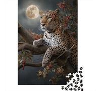 Leopardo Standing on A Ramo d'albero -Luna Puzzle 1000Pcs Decorazione Per La Casa. Rilassamento E Intelligence Per Adulti E Bambini Da 14 Anni 38x26cm/1000pcs