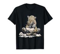 Leopardo tiene penna scrittura grafica amante degli animali arte leopardo Maglietta