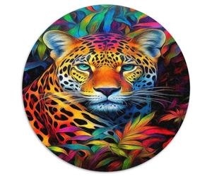 Leopardo Tropical Puzzle 1000 Pezzi Rotondo Carta per Adulti Giungla Colorata