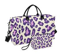 Leopardo Viola Decorativo Grande Borsa Da Viaggio Palestra Carry on Borse Da Bagno con Toiletry Bag per Viaggi Pieghevole bolso de para Mujer