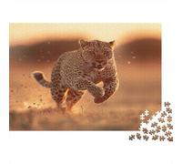 Leopardoo Running at Full Speed on The Savannah at Tramonto 1000pcs (75x50cm) Puzzle Adatto Per Adulti E Folla Dai 14 Anni in Su