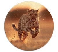 Leopardoo Running at Full Speed on The Savannah at Tramonto Puzzle 1000Pcs Decorazione Per La Casa. Rilassamento E Intelligence Per Adulti E Bambini Da 14 Anni 1000pcs (67.5x67.5cm)