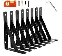 LEOPO Staffe e supporti per mensole da 17,8 cm, grandi staffe da parete per garage, staffe angolari di supporto per mensole resistenti, staffe a L triangolari a 90 gradi, confezione da 8