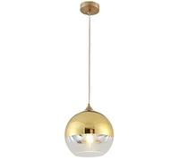 LEOSHI Lampada a Sospensione in Vetro sferico Semi-Placcato, Lampada a Sospensione Moderna a soffitto a Globo Semplice, lampadario per Camera da Letto Sala da Pranzo con Isola Cucina (Oro, 15 cm)