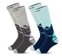 LEOSTEP 2 paia di calzini da sci in lana merino, traspiranti, a compressione, caldi, per sci e sport invernali, 39-42