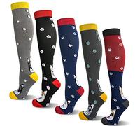 LEOSTEP 5 paia di calze a compressione colorate per uomo e donna con 15-25 mmHg per sport, medicina, corsa, viaggi, gravidanza, infermieristica