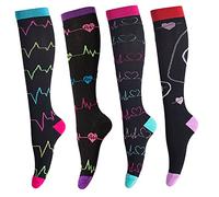 LEOSTEP 5 paia di calze a compressione per uomo e donna calzini colorati a compressione con 15-25 mmHg calze di sostegno per sport medicina corsa viaggi volo gravidanza infermiere, Polilina,