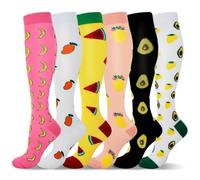 LEOSTEP Calze a compressione per uomo e donna (6 paia) Tubo lungo antiscivolo ideale per corsa, i viaggi da trekking e le calze di volo