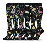 LEOSTEP Calze a compressione per uomo e donna (6 paia) Tubo lungo antiscivolo ideale per corsa, i viaggi da trekking e le calze di volo