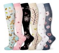 LEOSTEP Calze a compressione per uomo e donna (6 paia) Tubo lungo antiscivolo ideale per corsa, i viaggi da trekking e le calze di volo