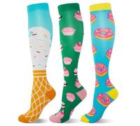 LEOSTEP Calzini a compressione per uomini e donne, 3 paia, calzettoni contenitivi lunghi e antiscivolo, ideali per corsa, viaggi, volo