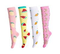 LEOSTEP Calzini a compressione per uomini e donne, 4 paia, calzettoni contenitivi lunghi e antiscivolo, ideali per corsa, viaggi, volo